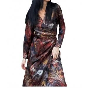 NEW SPA ESSENTIALS midnight garden wrap dress in multi